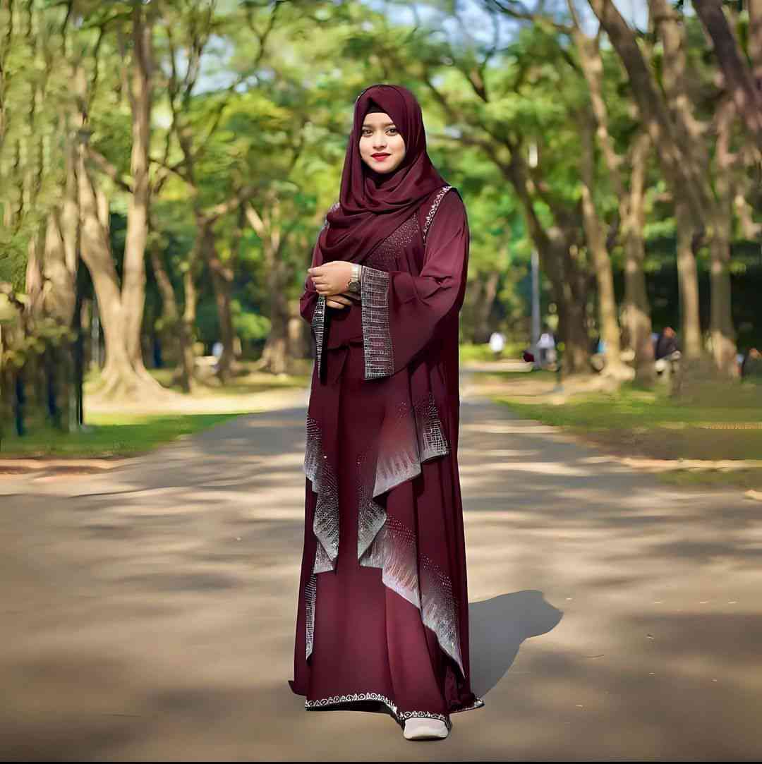 প্রিমিয়াম স্টোন বোরকা উইথ হিজাব